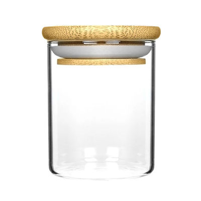 Nahrungsmittelspeicher-Borosilicat-Glas-Gewürz-Glas mit Bambusdeckel für Kraut-Nudeln bemehlen Getreide