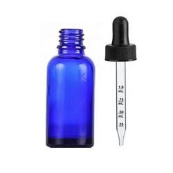 Flasche mit Gläserkappe zur Behandlung von THC-Öl-Fehlblumenblau-schwarz, kinderfest, mit Tropfflasche