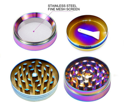 4 Schichten Regenbogen-Metall-Herb Tobacco Grinder Portable Zinc-Legierungs-