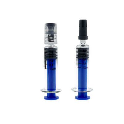 Borosilicat-färbte kundenspezifischer Unkraut-Glassatz 1ml Luer-Verschluss-Spritze für Konzentrat-Öl