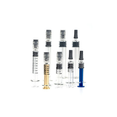 1 ml 2,25 ml 3 ml 5 ml Vorgefüllte Borosilikat-Spritze Metall-Plastik-Plunger Luer Lock-Spritzen 5 ml Glasspritzen 1 ml