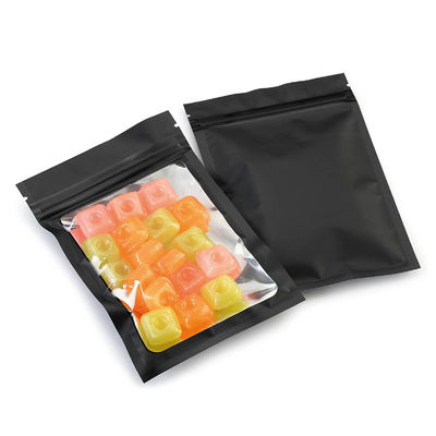 Anpassbare matte schwarze kindersichere Mylar-Taschen mit klarem Fenster