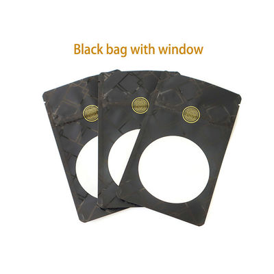 Anpassbare matte schwarze kindersichere Mylar-Taschen mit klarem Fenster