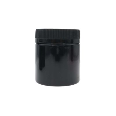schwarzes Plastikglas-Blumen-Hanf-Glas des unkraut-4oz, das mit Kappe verpackt
