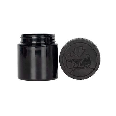 schwarzes Plastikglas-Blumen-Hanf-Glas des unkraut-4oz, das mit Kappe verpackt