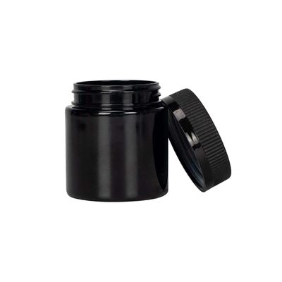 schwarzes Plastikglas-Blumen-Hanf-Glas des unkraut-4oz, das mit Kappe verpackt