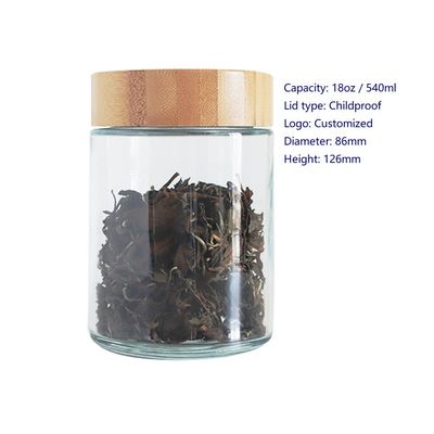 Bambusglasgefäß-kindersicheres Marihuana des deckel-18oz, das großes Hanf-Blumen-Glas verpackt