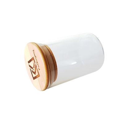 Hitzebeständiger hoher Borosilicat-Glas-Behälter mit Bambusdeckel für Küche