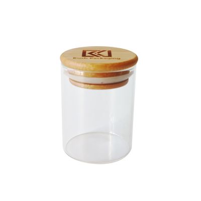 Hölzernes Hanf-Blumen-Glas der großen Öffnung des Saugdeckel-Borosilicat-Glasgefäß-1-18oz