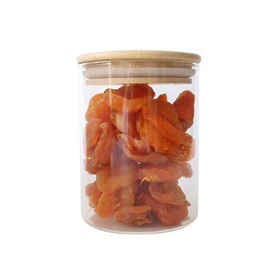 Hitzebeständiger hoher Borosilicat-Glas-Behälter mit Bambusdeckel für Küche