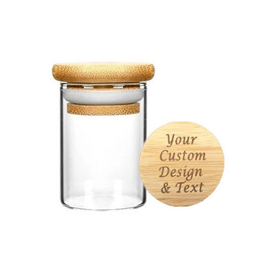 Deckel-Borosilicat-Glasgefäß 2oz 3oz hölzernes für Unkraut-Trockenstoffe