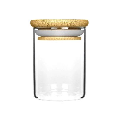 Mehrfaches Größen-Klarglas-Borosilicat-Glas mit Bambussilikon Siegeldeckel