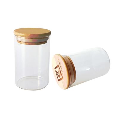 Hölzerner Deckel-Saugborosilicat-Glasgefäß-Marihuana-Vorratsbehälter 4oz 6oz