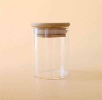 Glas-Nahrungsmittelnudel-Herb And Spice Containers With-Bambusdeckel des Borosilicat-1-18oz
