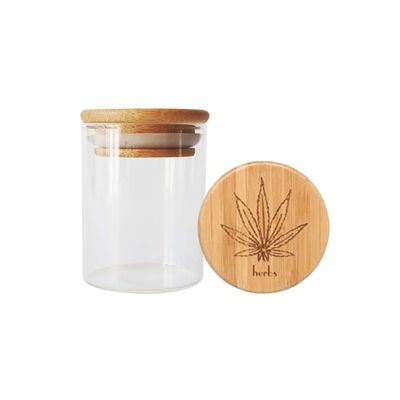 Hölzernes Hanf-Blumen-Glas der großen Öffnung des Saugdeckel-Borosilicat-Glasgefäß-1-18oz