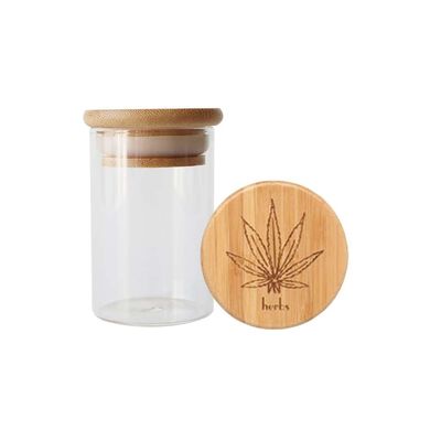 Durchsichtige, durchsichtige Glasflasche mit hohem Borosilikatgehalt und Bambusholzdeckel