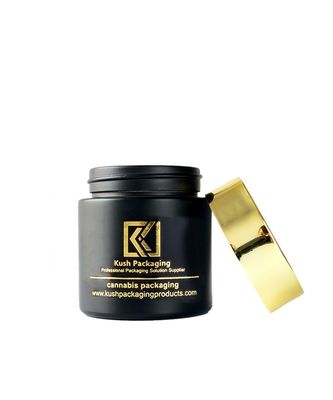 Matte Black Glass Airtight Weed-Glas mit Golddeckel für Hanf 3oz