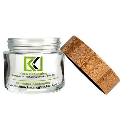 deckel-Glasgefäß-Klarglas-Unkraut-Glas-Kinderbeweis 2oz CBD Bambus