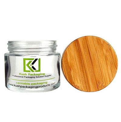 deckel-Glasgefäß-Klarglas-Unkraut-Glas-Kinderbeweis 2oz CBD Bambus