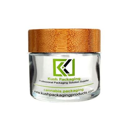 deckel-Glasgefäß-Klarglas-Unkraut-Glas-Kinderbeweis 2oz CBD Bambus