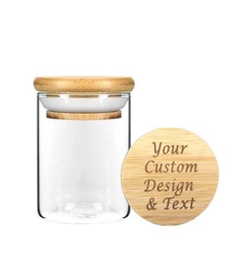 Durchsichtige, durchsichtige Glasflasche mit hohem Borosilikatgehalt und Bambusholzdeckel