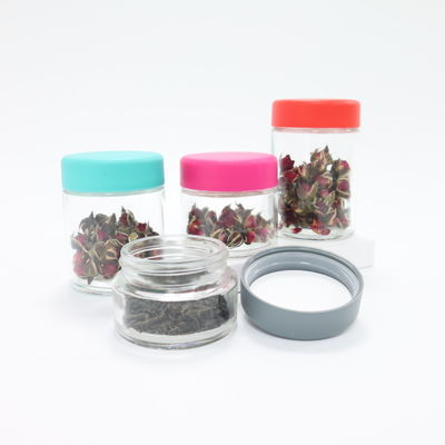 Glatter rundes Glas Weed Flower Süßigkeiten Speicherbehälter mit kindersicheren Schraubkappe
