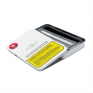 Rechteckige kindersichere Zinnbox für die sichere Lagerung von 0,5 g Vorrollen und Esswaren