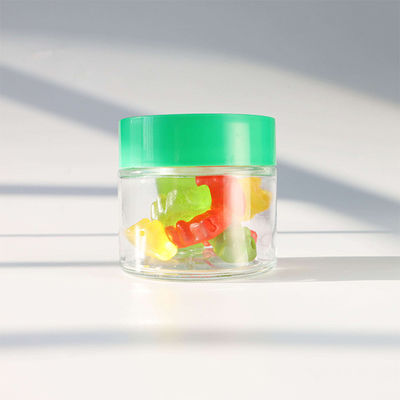 Glatter rundes Glas Weed Flower Süßigkeiten Speicherbehälter mit kindersicheren Schraubkappe
